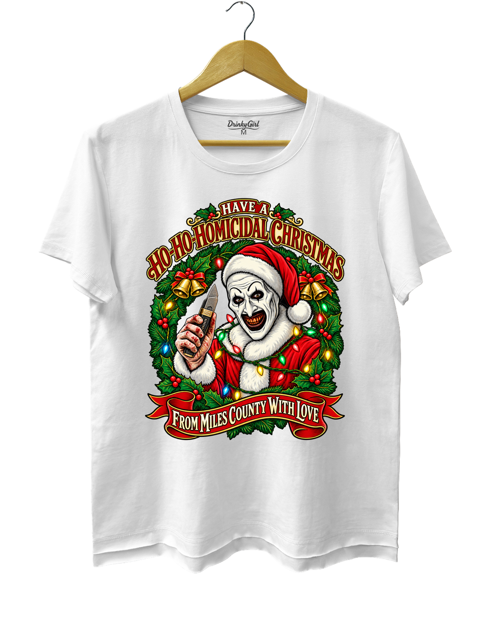 Vintage Art The Clown Christmas Terrifier4 Tee - White