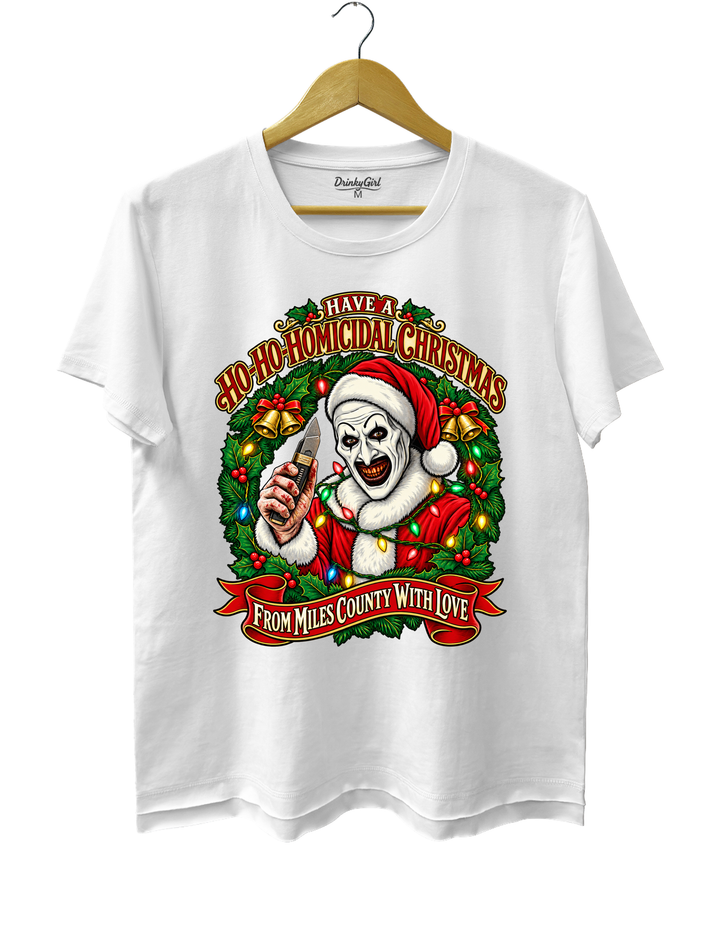 Vintage Art The Clown Christmas Terrifier4 Tee - White