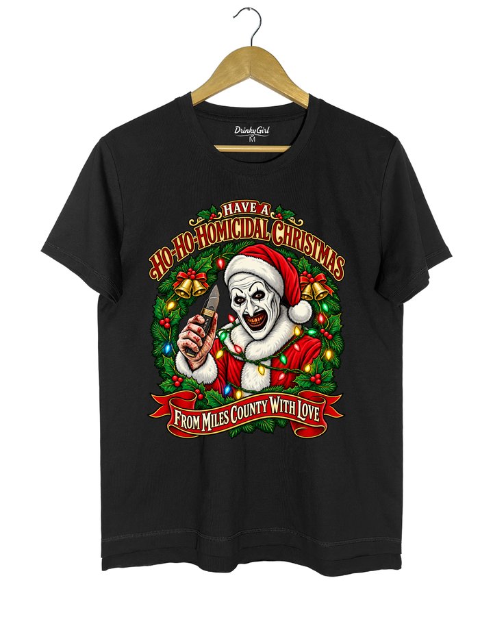 Vintage Art The Clown Christmas Terrifier4 Tee - Black