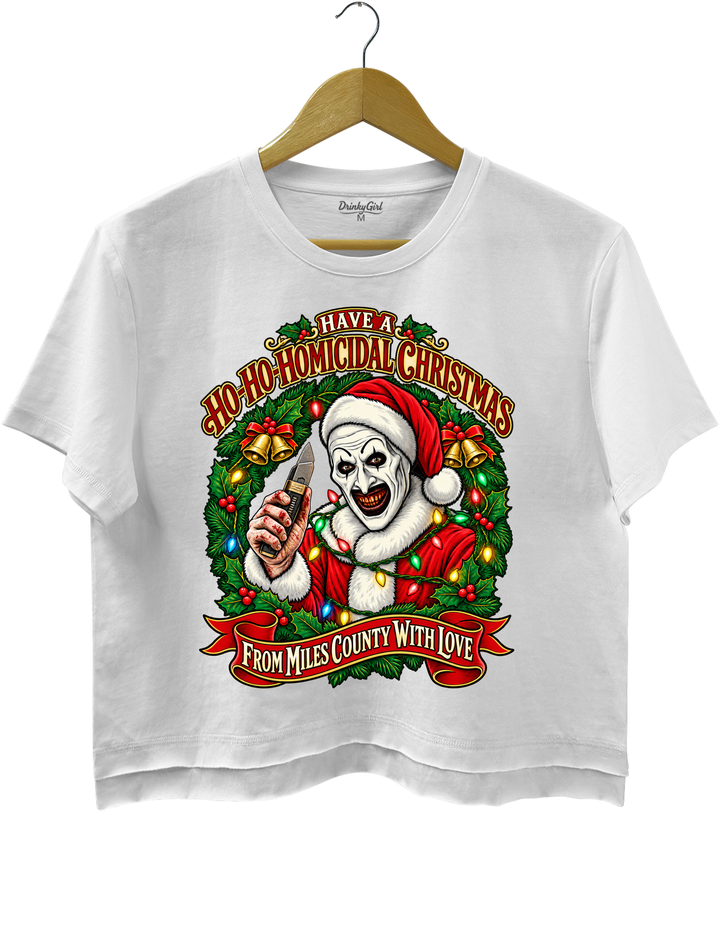 Vintage Art The Clown Christmas Terrifier4 Crop Top - White