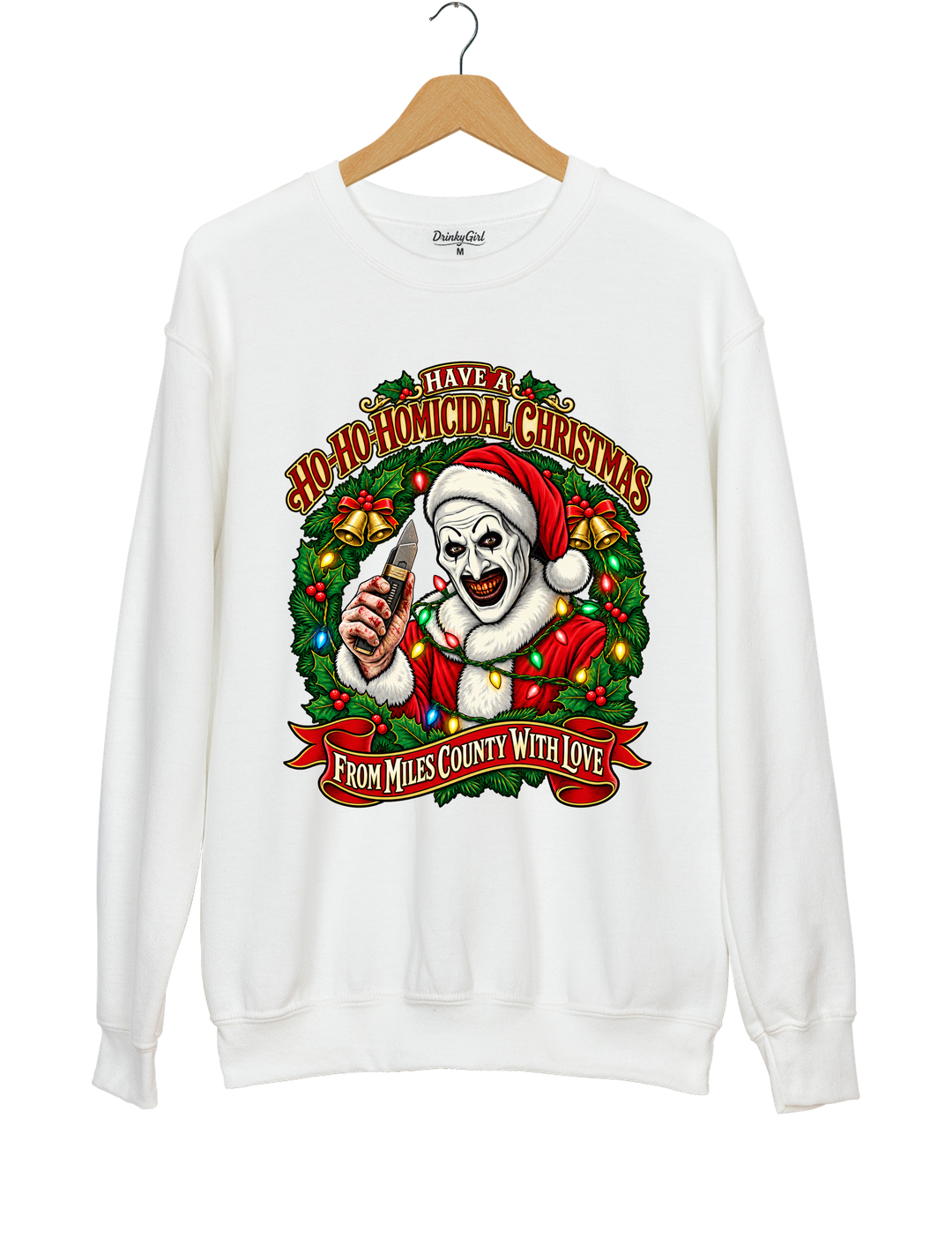 Vintage Art The Clown Christmas Terrifier4 Sweatshirt - White