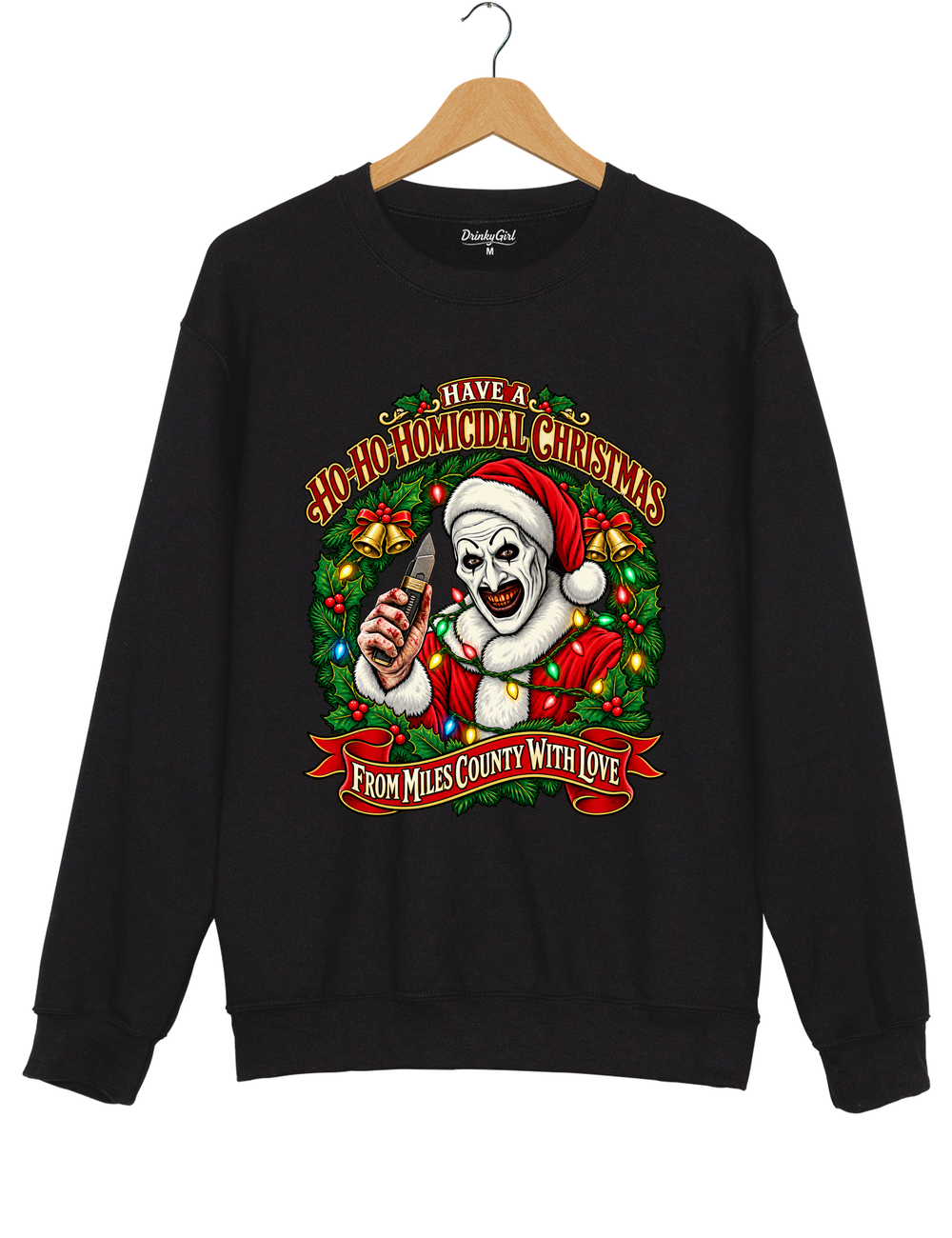 Vintage Art The Clown Christmas Terrifier4 Sweatshirt - Black