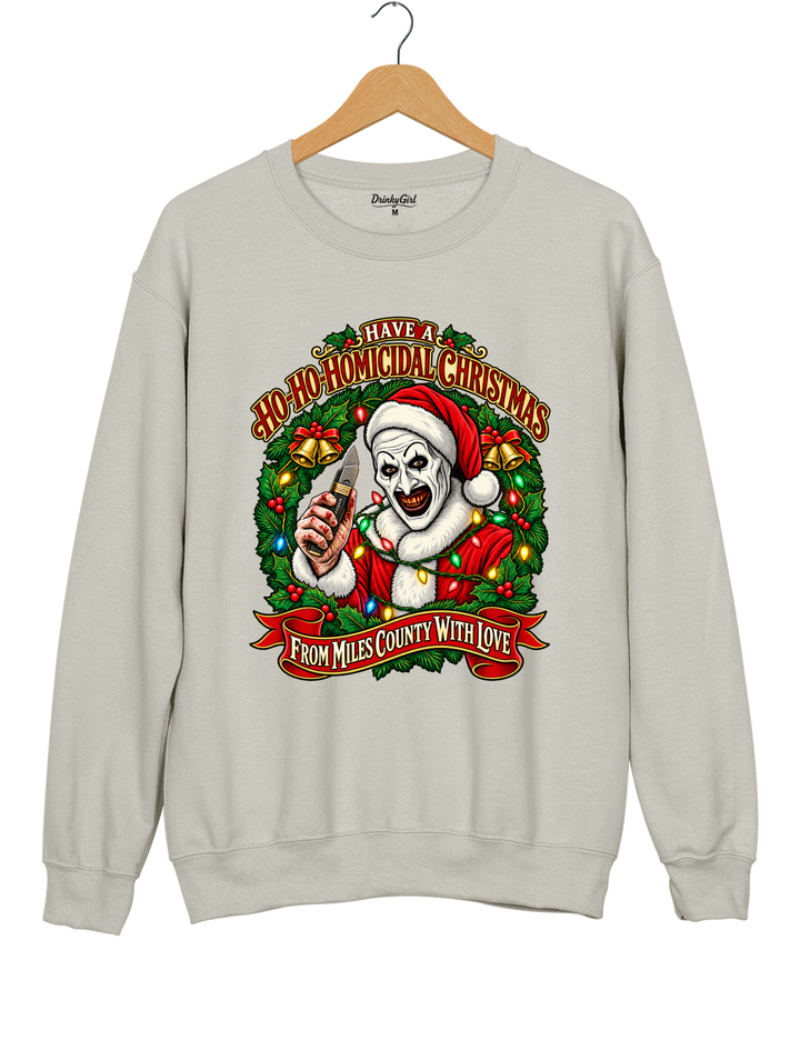 Vintage Art The Clown Christmas Terrifier4 Sweatshirt - Gray