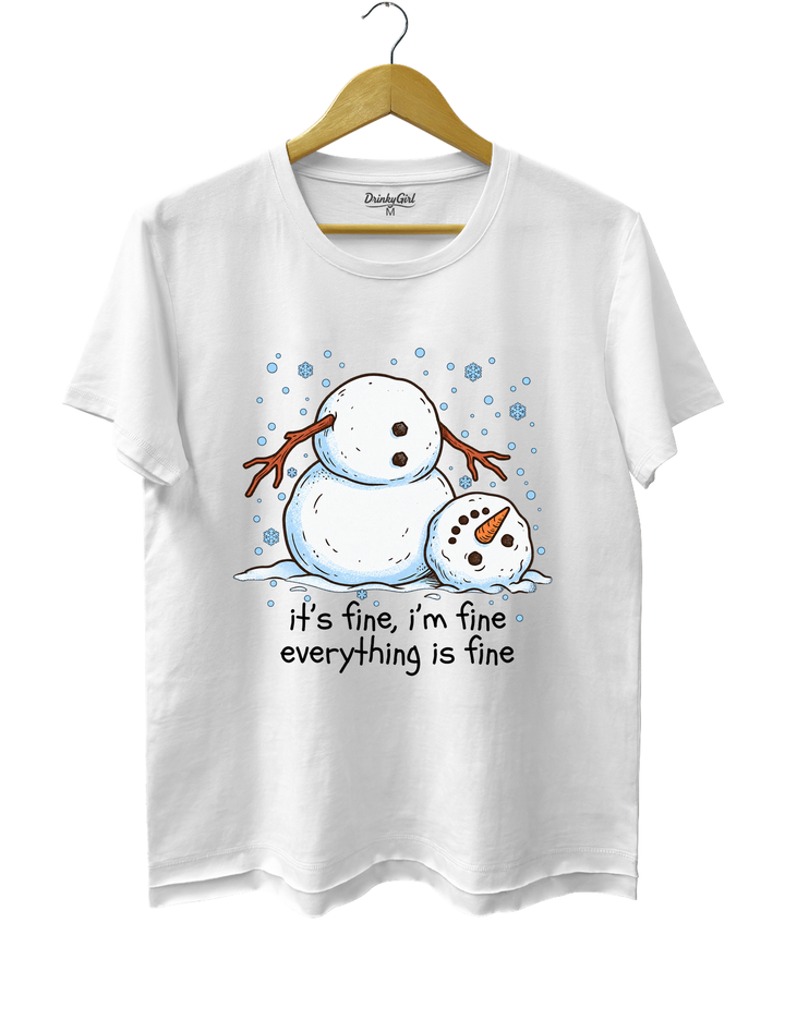 Meltdown Snowman Christmas Tee - White
