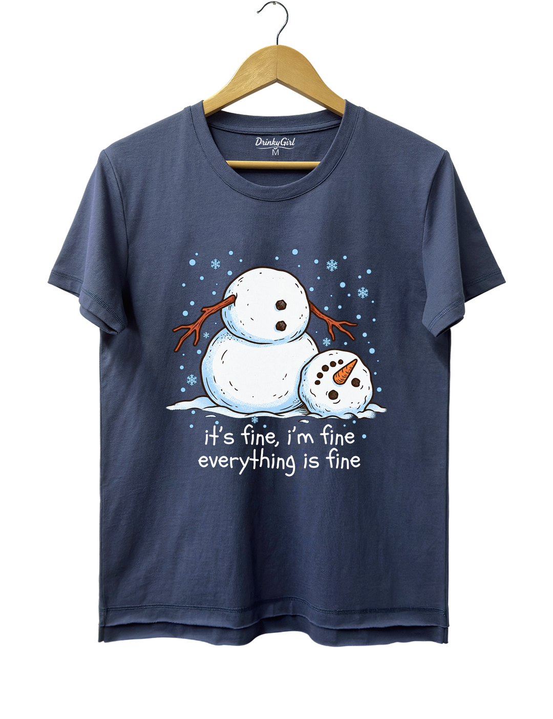 Meltdown Snowman Christmas Tee - Navy Blue