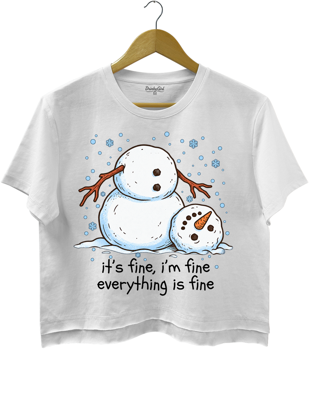 Meltdown Snowman Christmas Crop Top - White