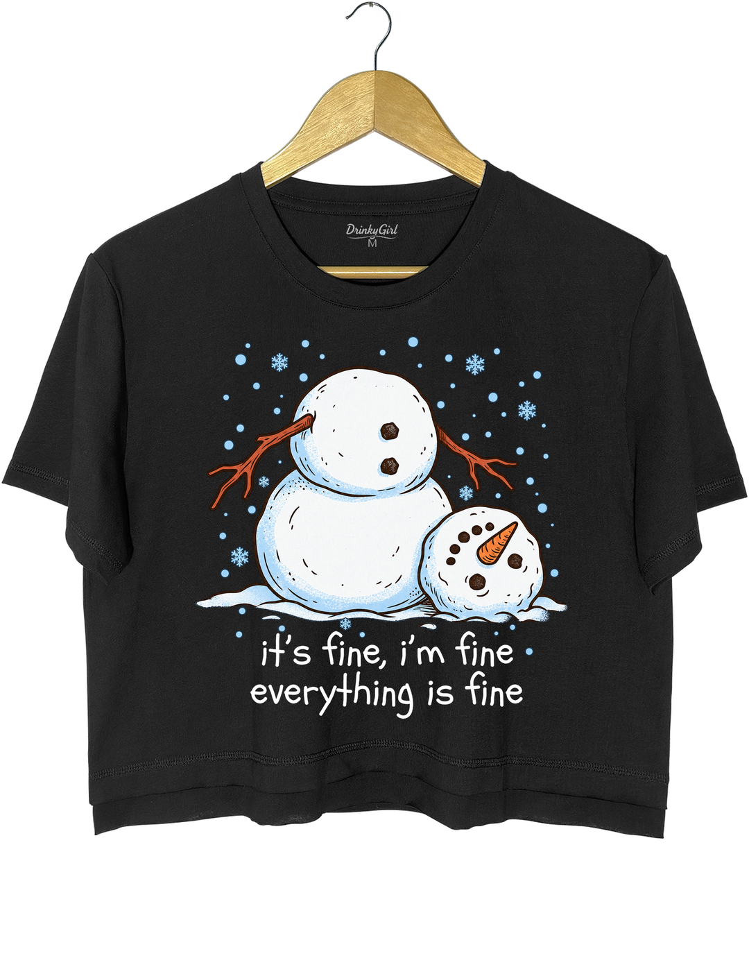Meltdown Snowman Christmas Crop Top - Black