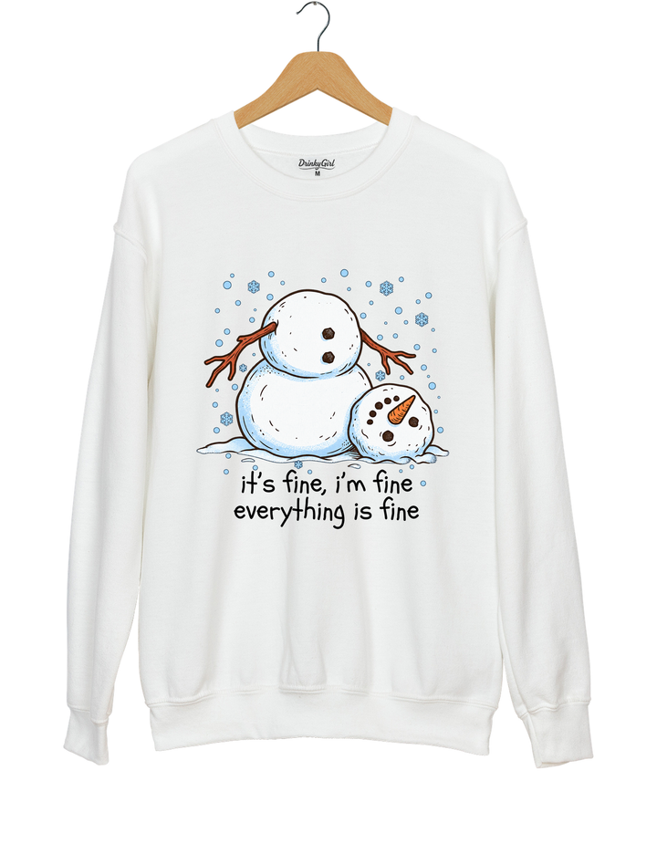 Meltdown Snowman Christmas Sweatshirt - White