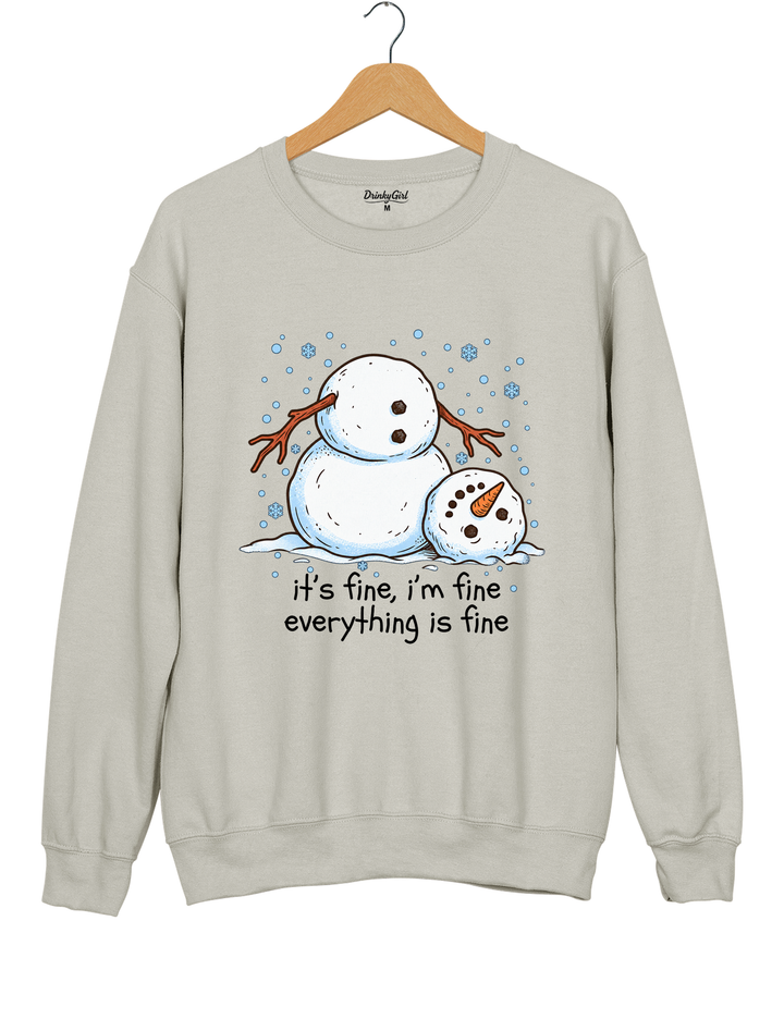Meltdown Snowman Christmas Sweatshirt - Gray