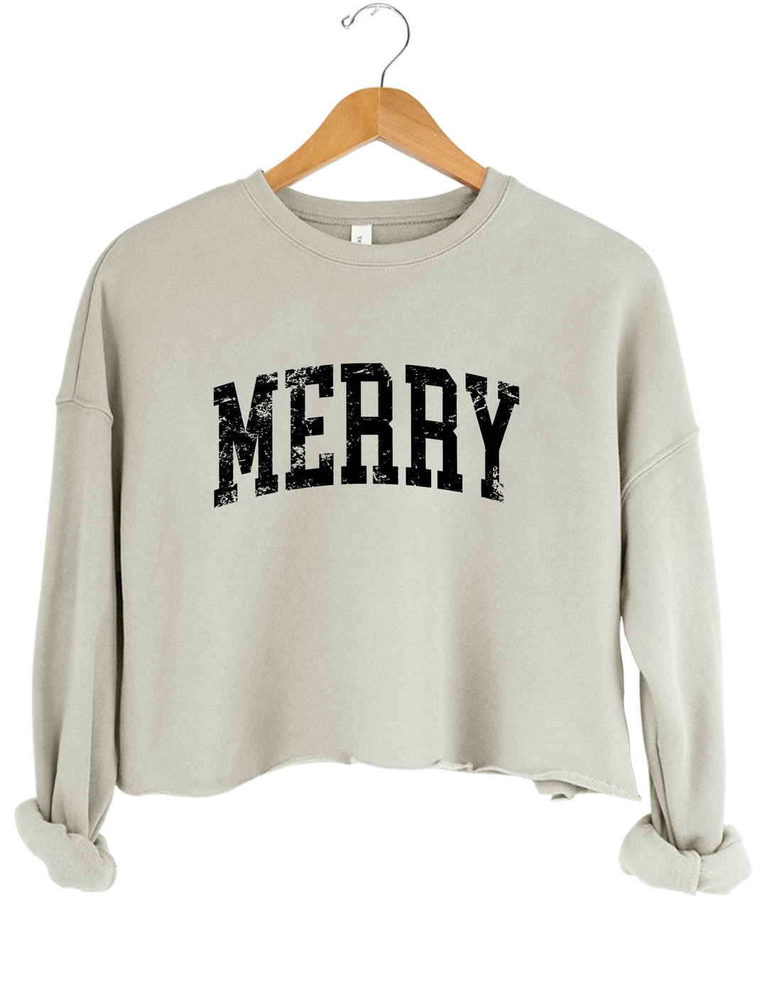 Retro Merry Crop Sweatshirt - Gray