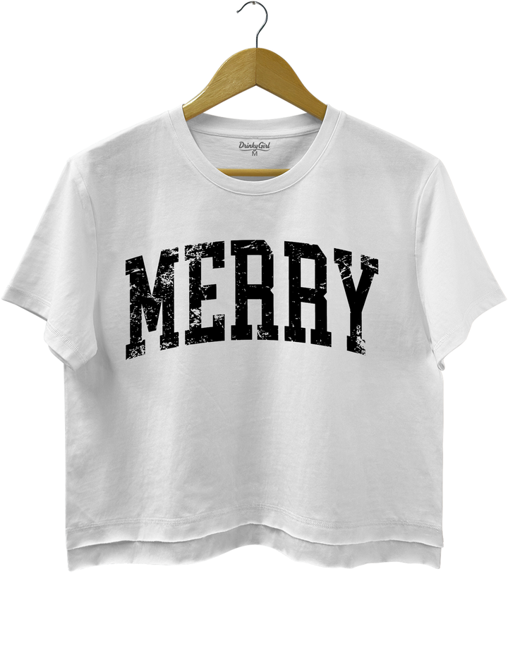 Retro Merry Crop Top - White