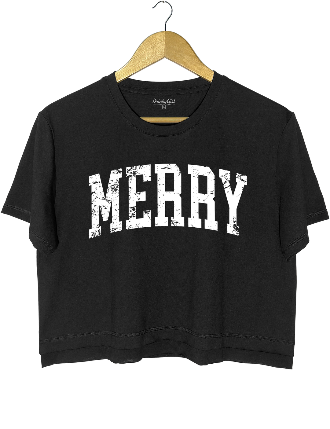 Retro Merry Crop Top - Black