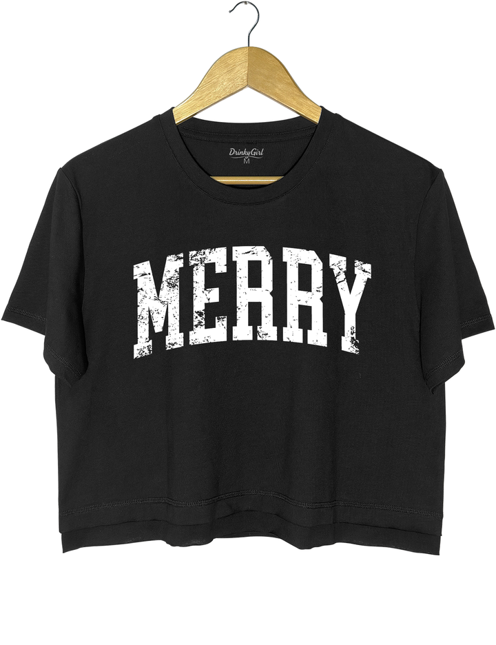 Retro Merry Crop Top - Black