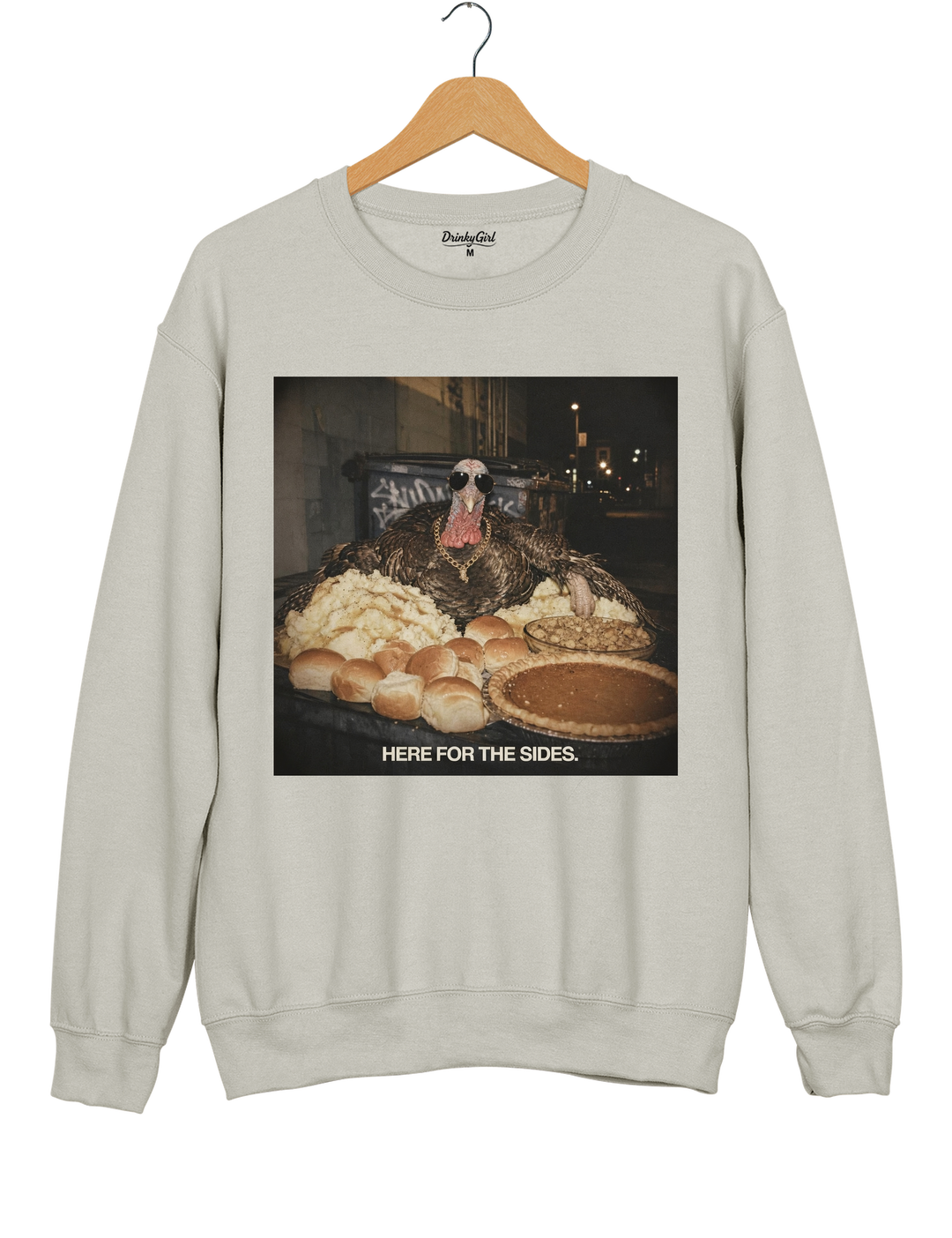 Here For The Sides Funny Thanksgiving Sweatshirt - Gray
