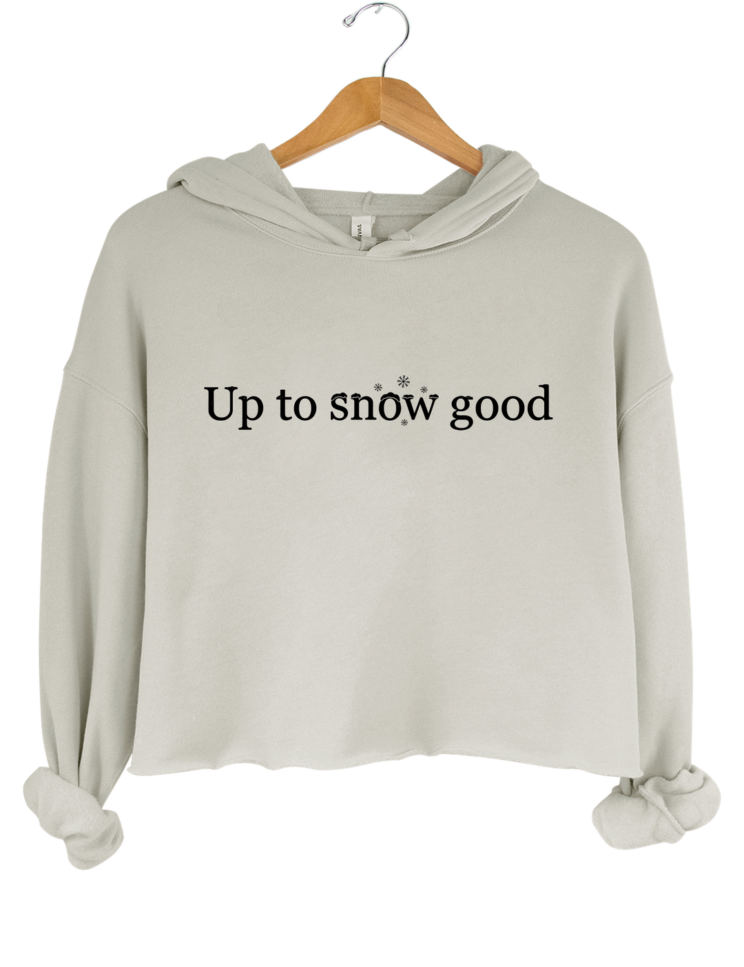 Funny Up To Snow Good Christmas Crop Hoodie - Gray