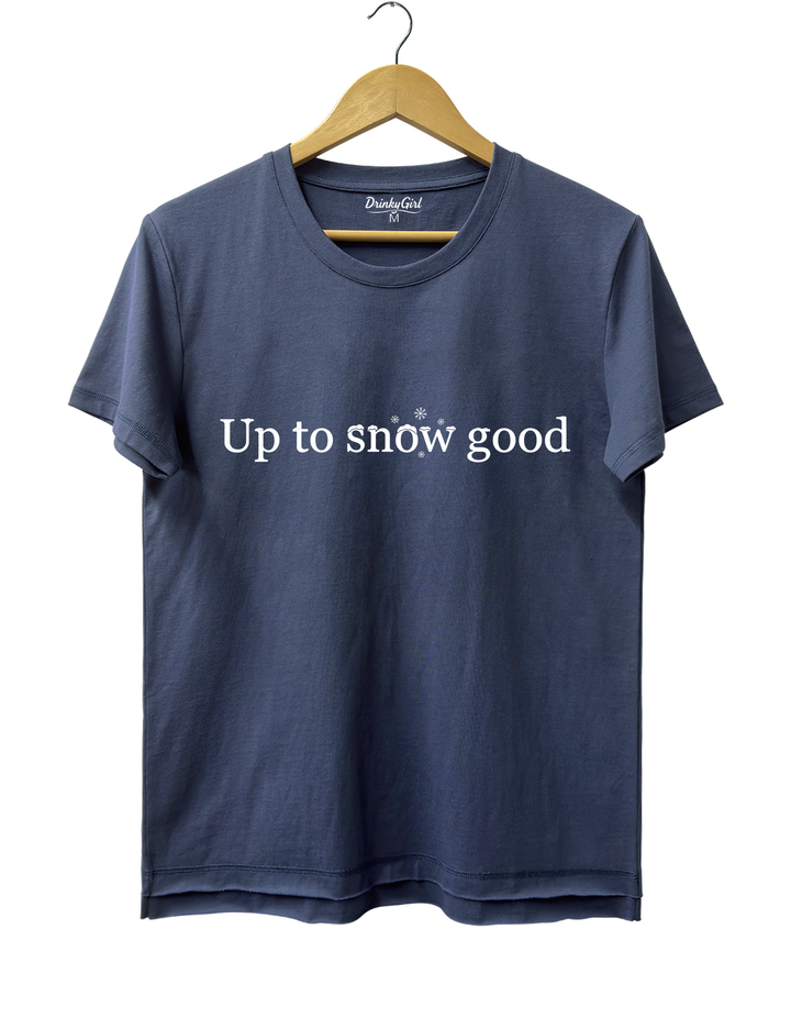 Funny Up To Snow Good Christmas Tee - Navy Blue