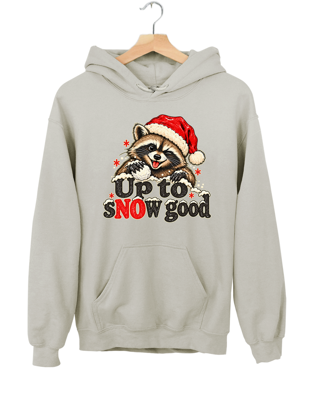 Funny Up To Snow Good Raccoon Christmas Hoodie - Gray