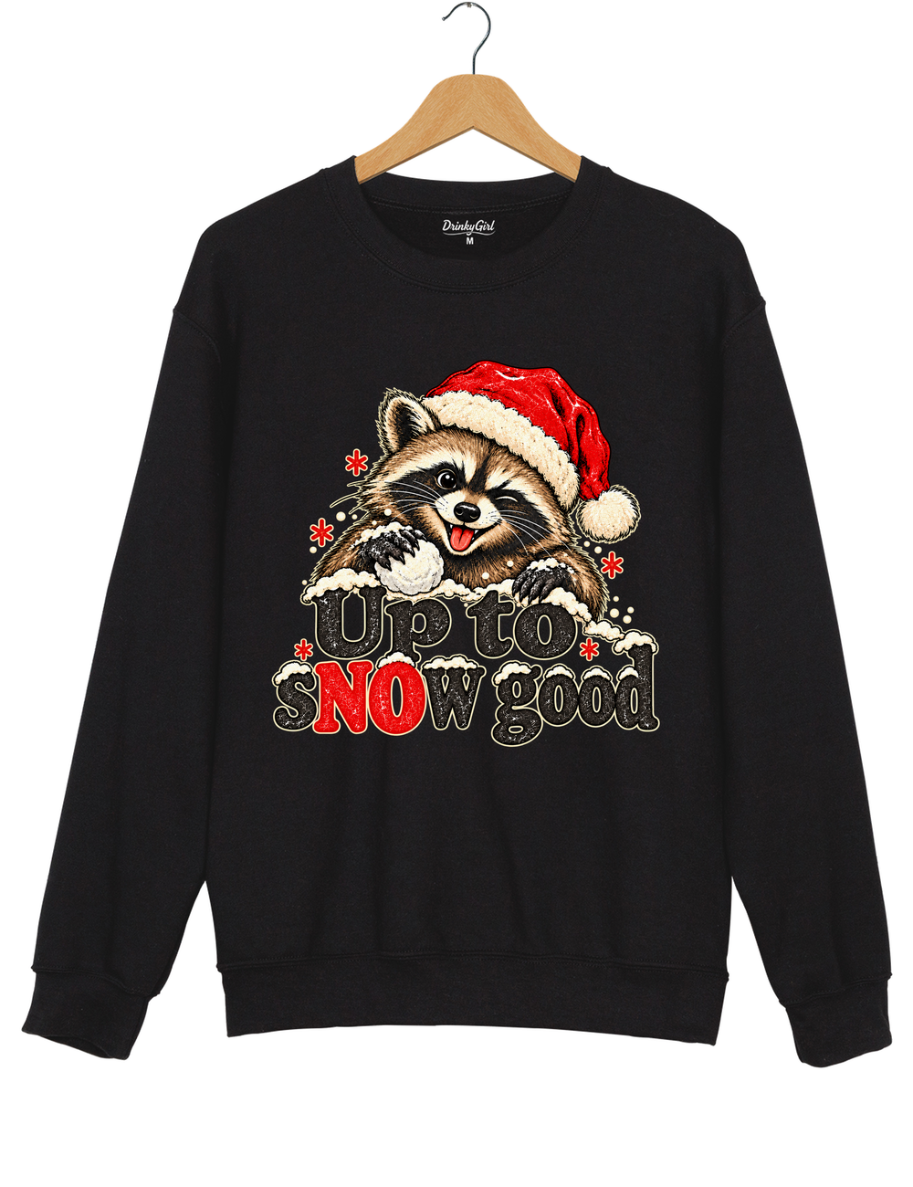 Funny Up To Snow Good Raccoon Christmas Sweatshirt - Black