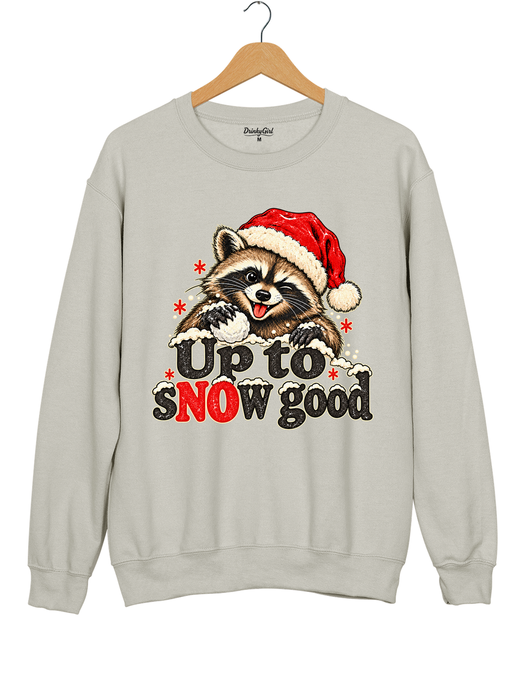 Funny Up To Snow Good Raccoon Christmas Sweatshirt - Gray