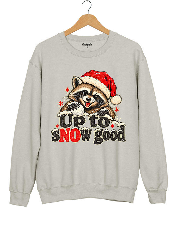 Funny Up To Snow Good Raccoon Christmas Sweatshirt - Gray