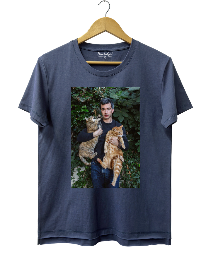 Nathan And His Kitties Tee - Navy Blue