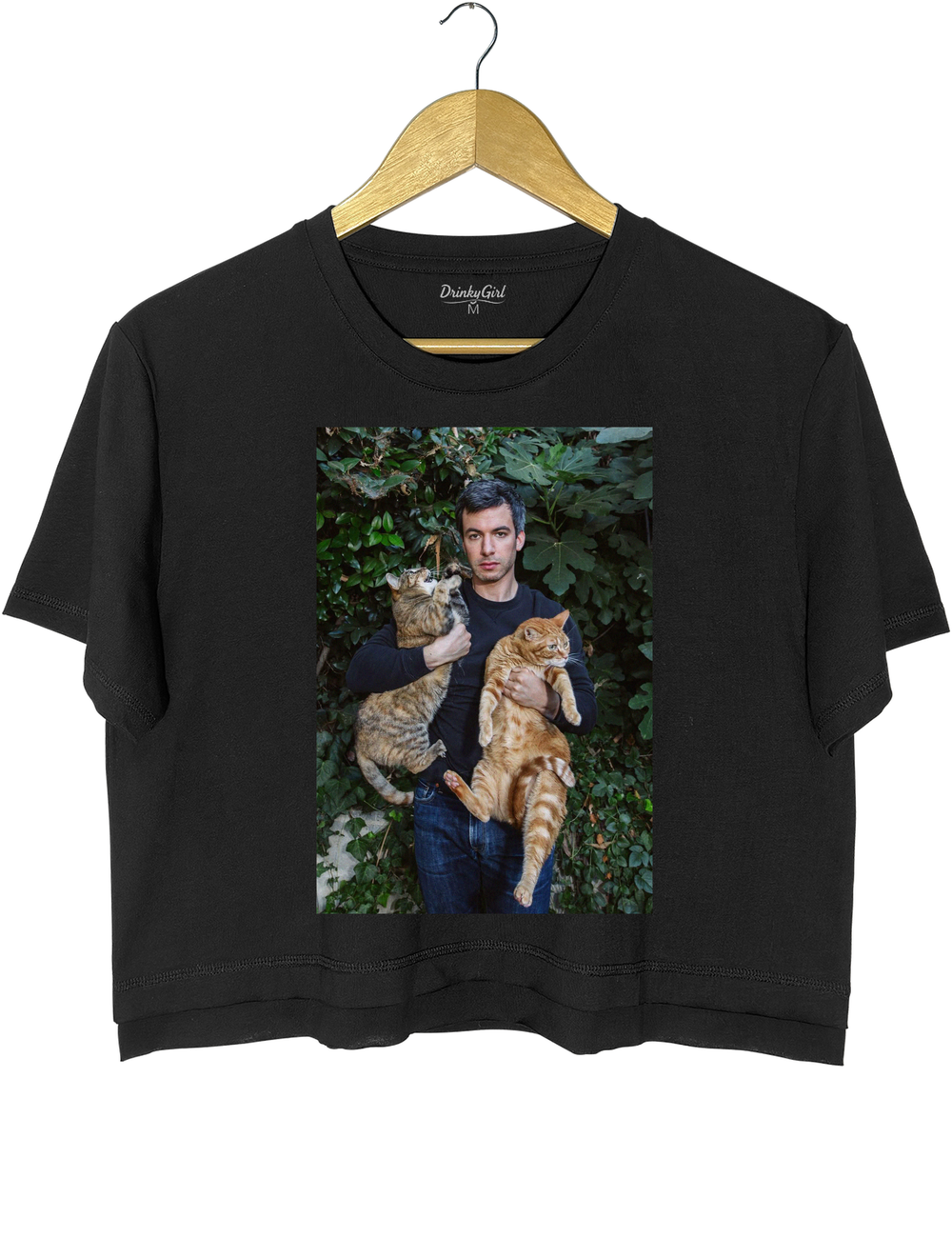 Nathan And His Kitties Crop Top - Black