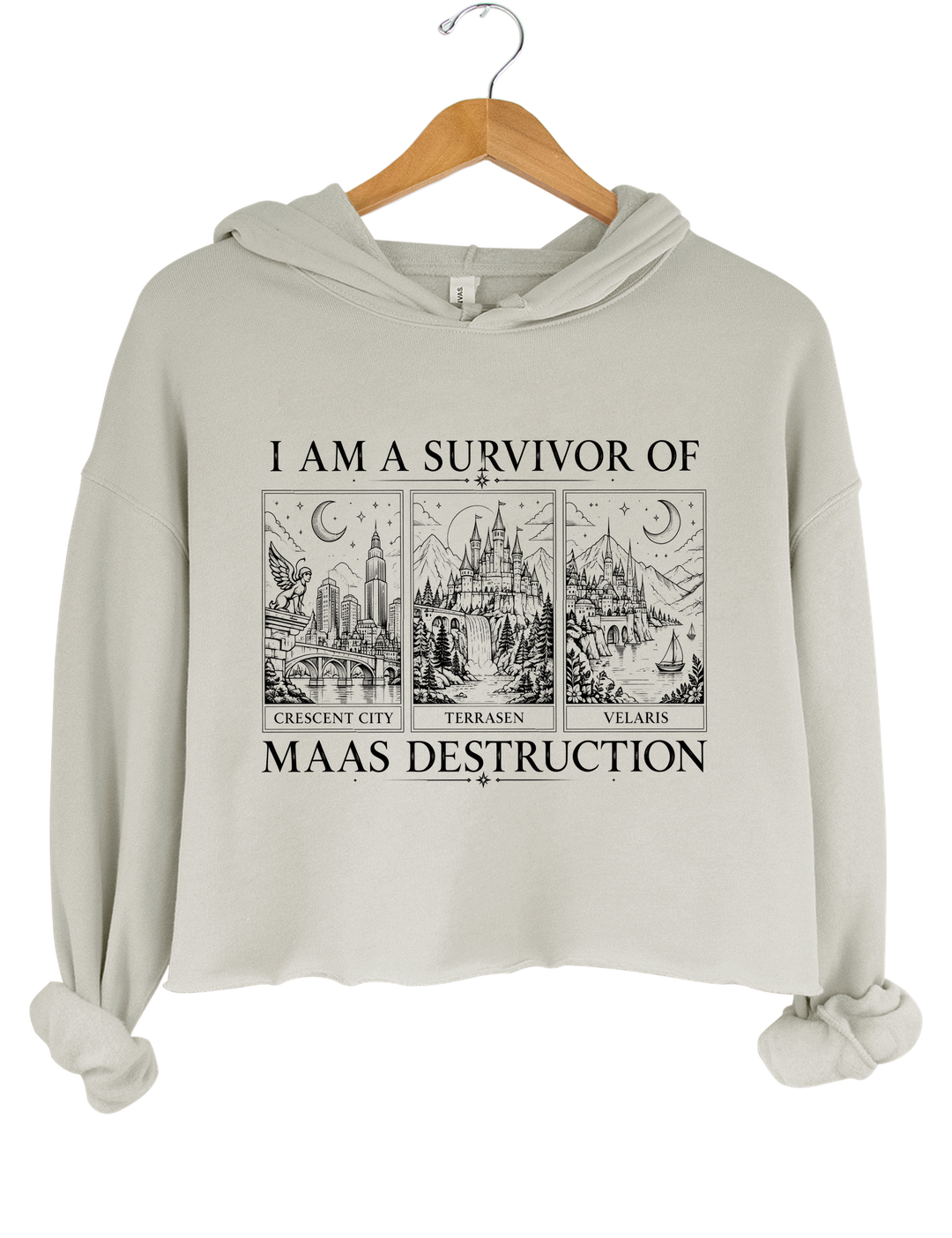 Survivor Of Maas Destruction Crop Hoodie - Gray
