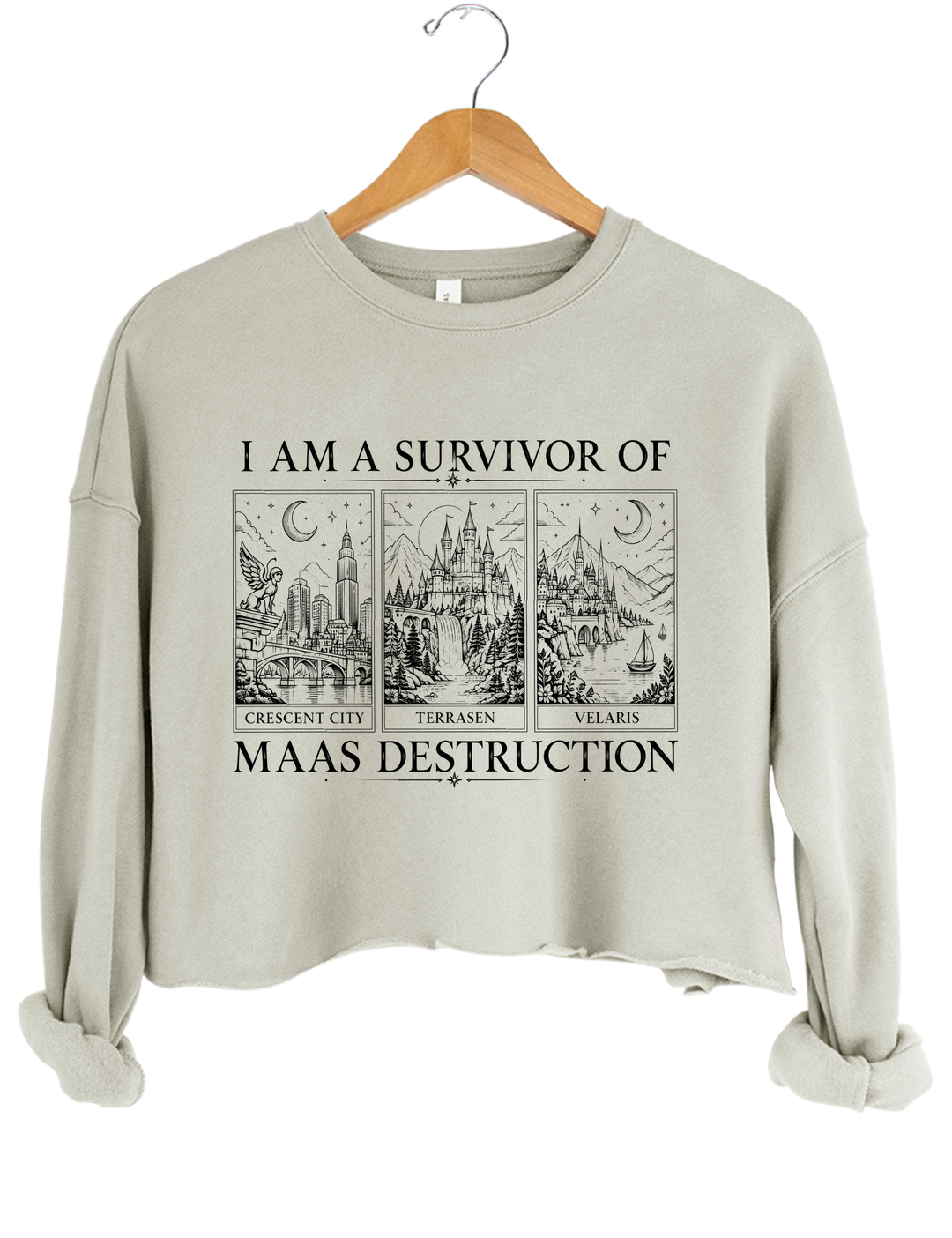 Survivor Of Maas Destruction Crop Sweatshirt - Gray