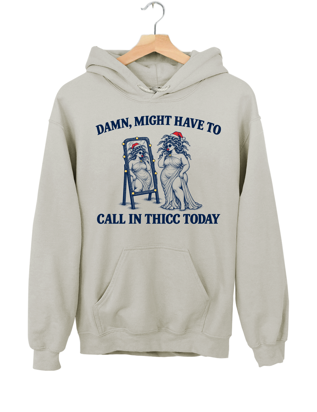 Might Have To Call In Thicc Today Christmas Medusa Hoodie - Gray