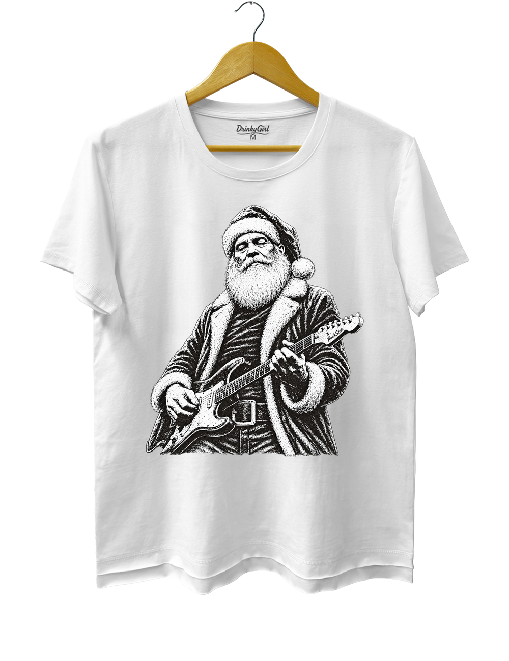 Rockin Santa Christmas Tee - White