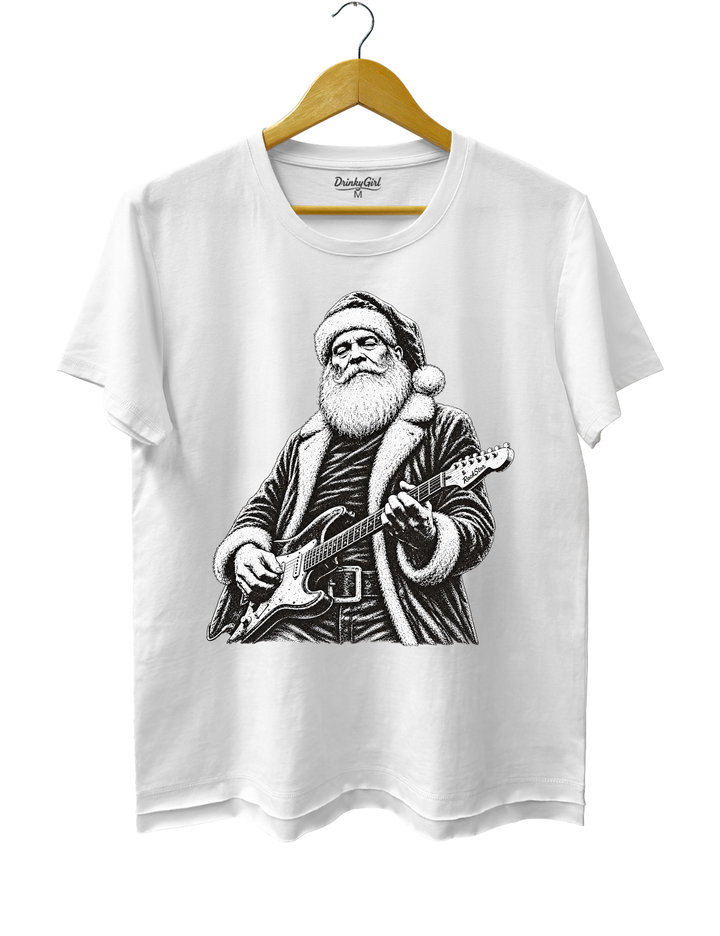 Rockin Santa Christmas Tee - White