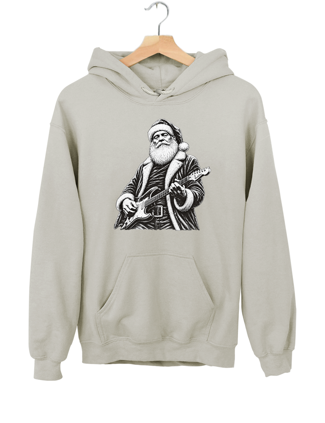 Rockin Santa Christmas Hoodie - Gray
