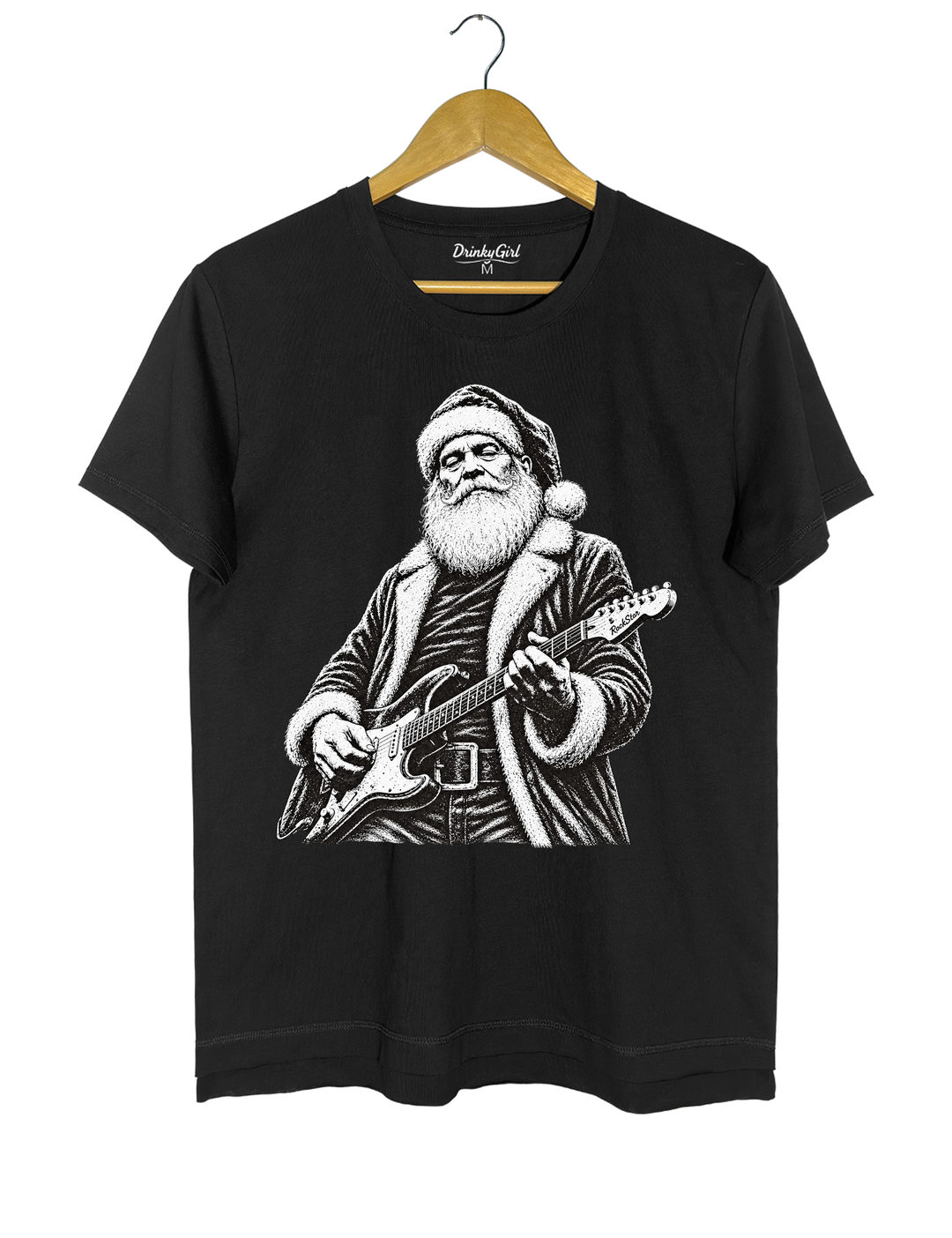 Rockin Santa Christmas Tee - Black