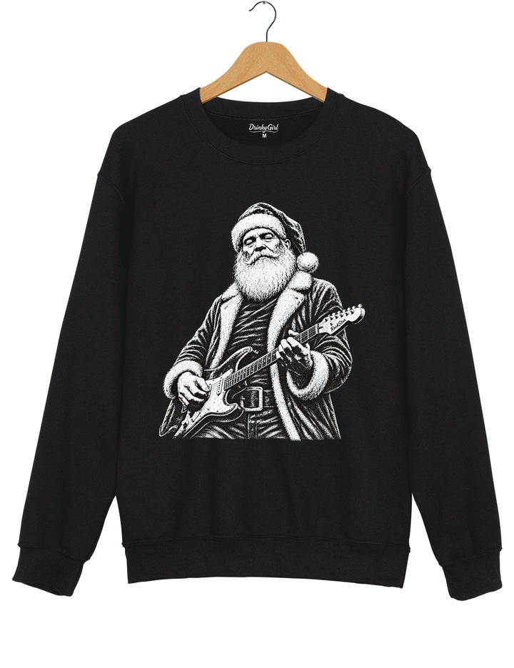 Rockin Santa Christmas Sweatshirt - Black