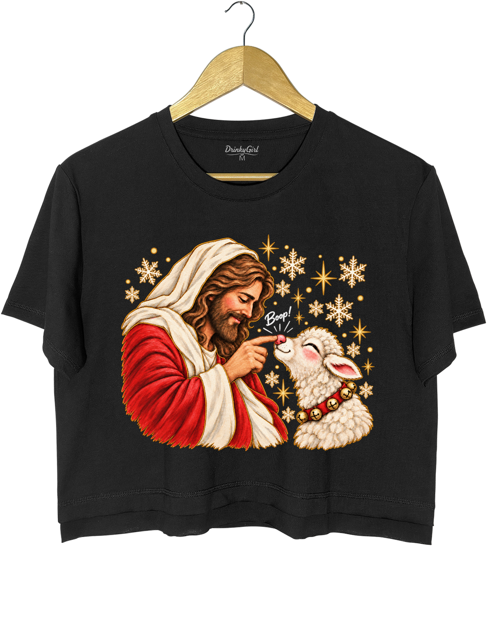 Jesus Boop Lamb Crop Top - Black