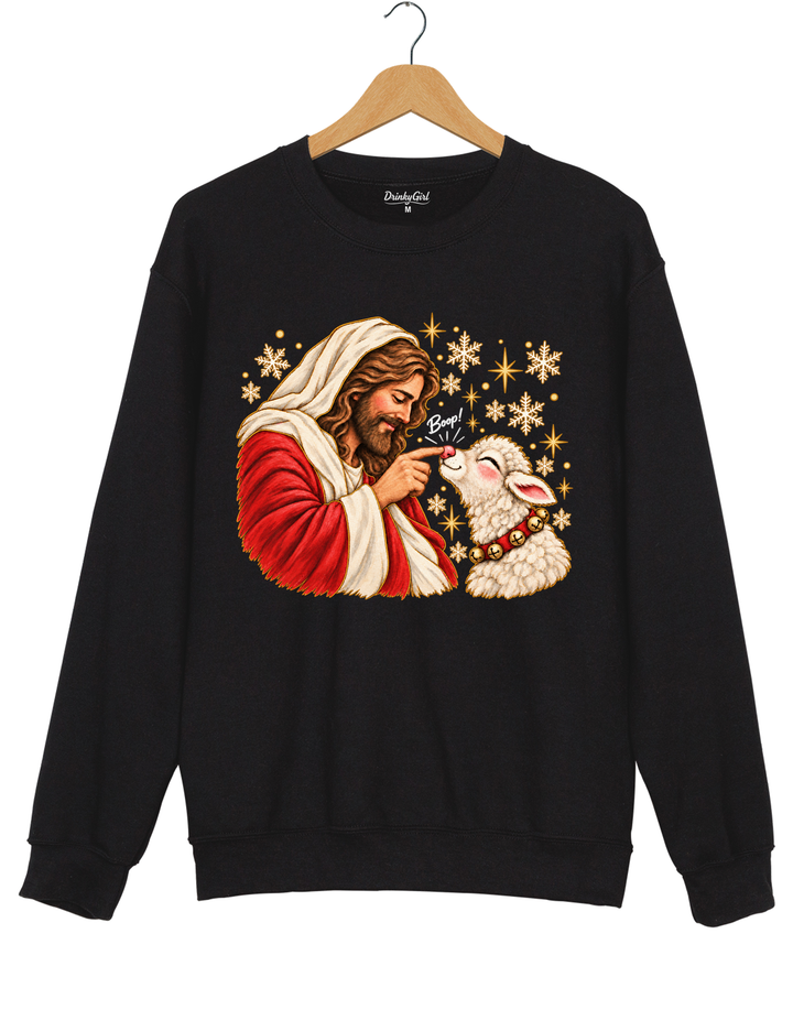 Jesus Boop Lamb Sweatshirt - Black