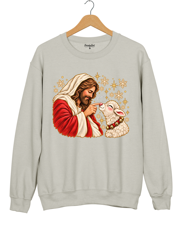 Jesus Boop Lamb Sweatshirt - Gray