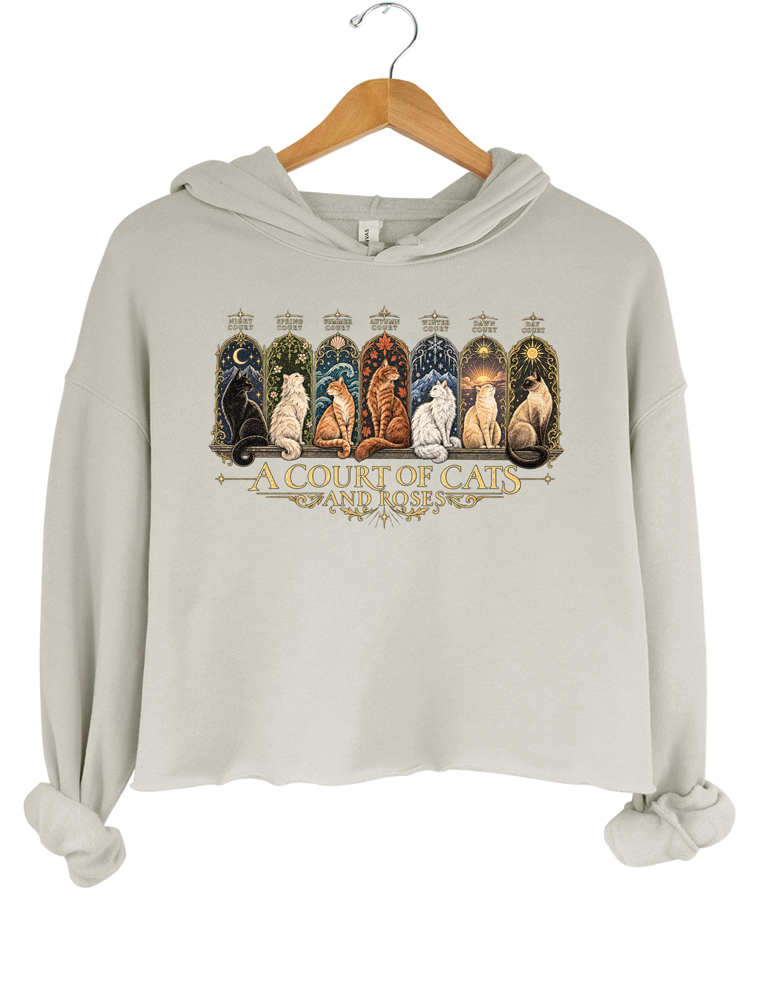 ACOTAR Inspired Cat Crop Hoodie - Gray