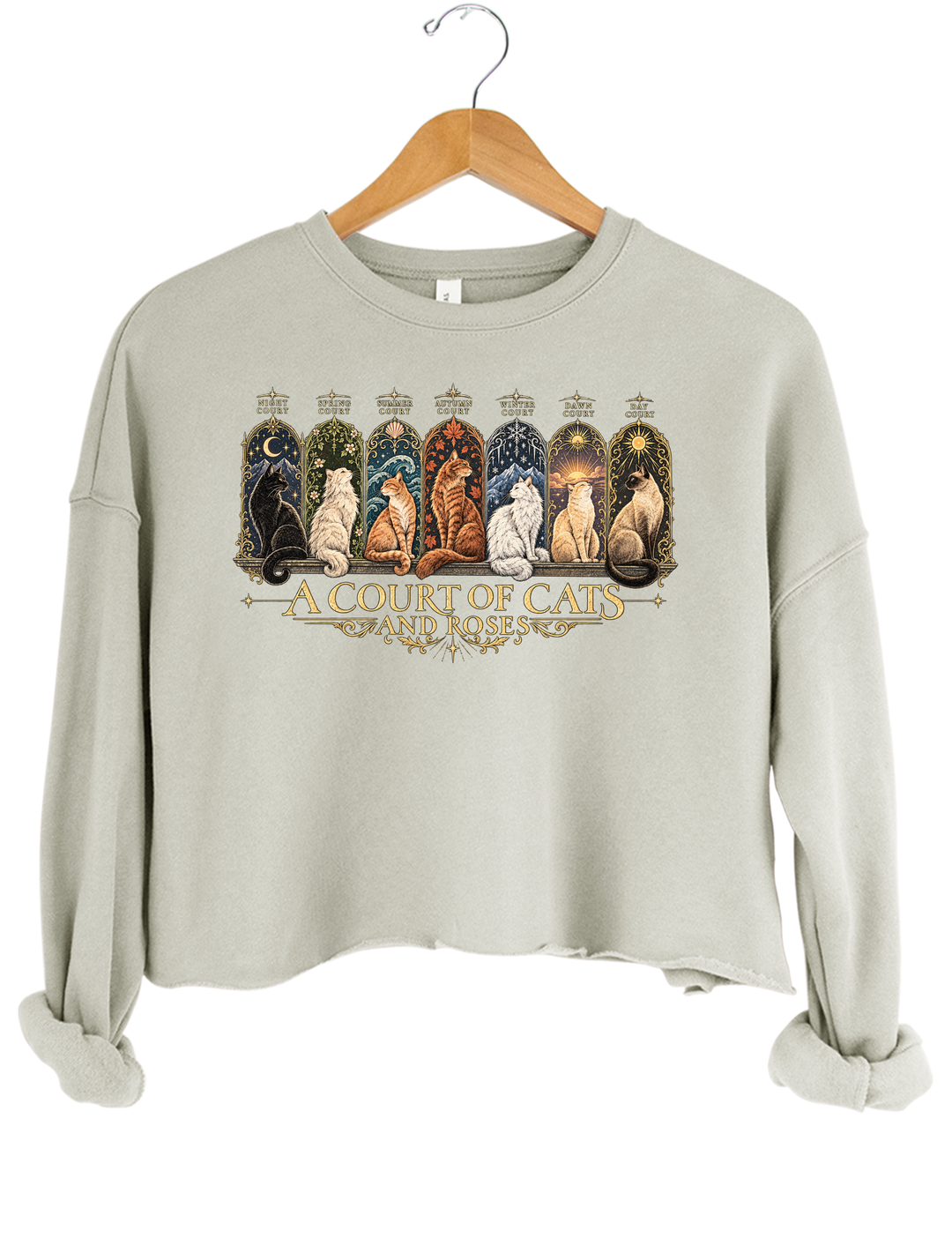 ACOTAR Inspired Cat Crop Sweatshirt - Gray