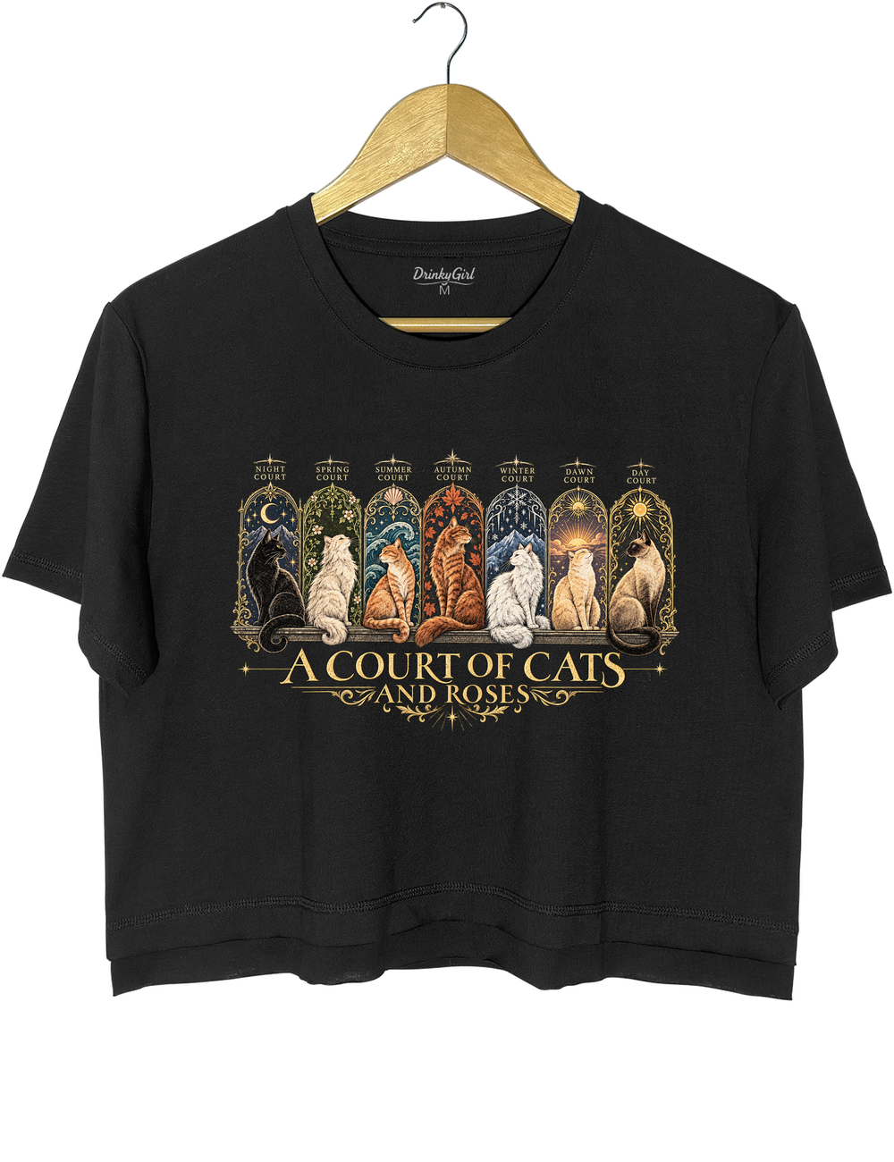 ACOTAR Inspired Cat Crop Top - Black