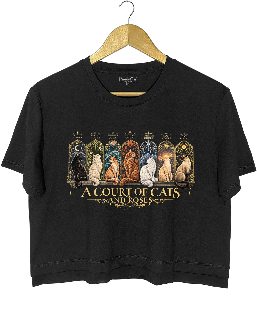 ACOTAR Inspired Cat Crop Top - Black