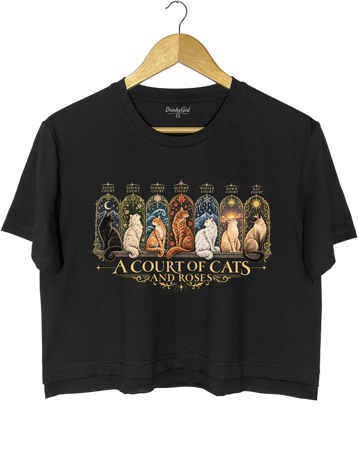 ACOTAR Inspired Cat Crop Top - Black