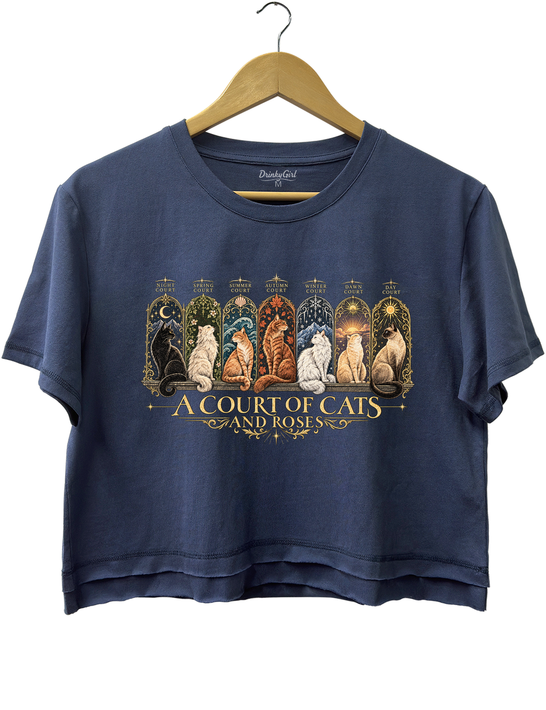 ACOTAR Inspired Cat Crop Top - Navy Blue