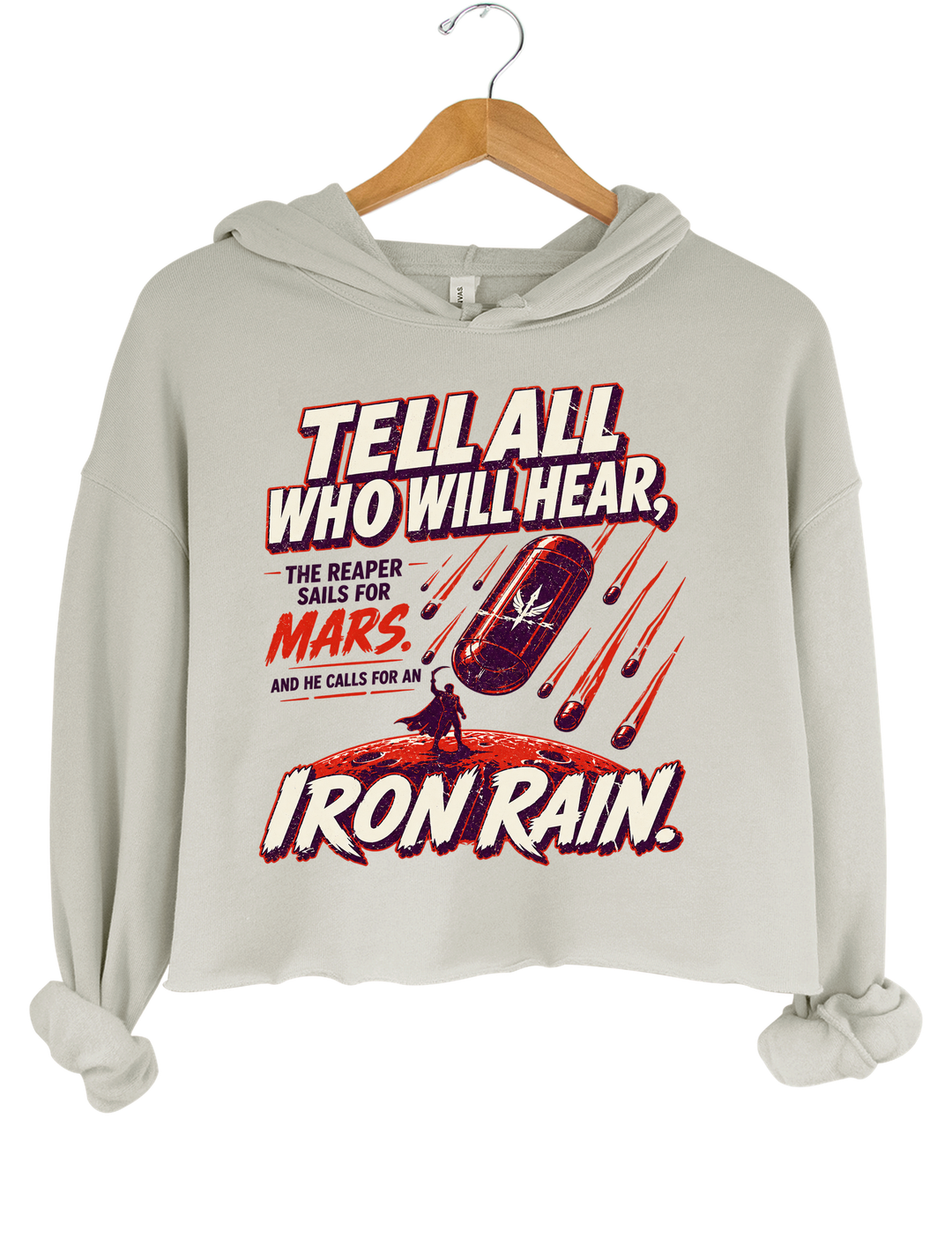 Red Rising IRON RAIN Crop Hoodie - Gray