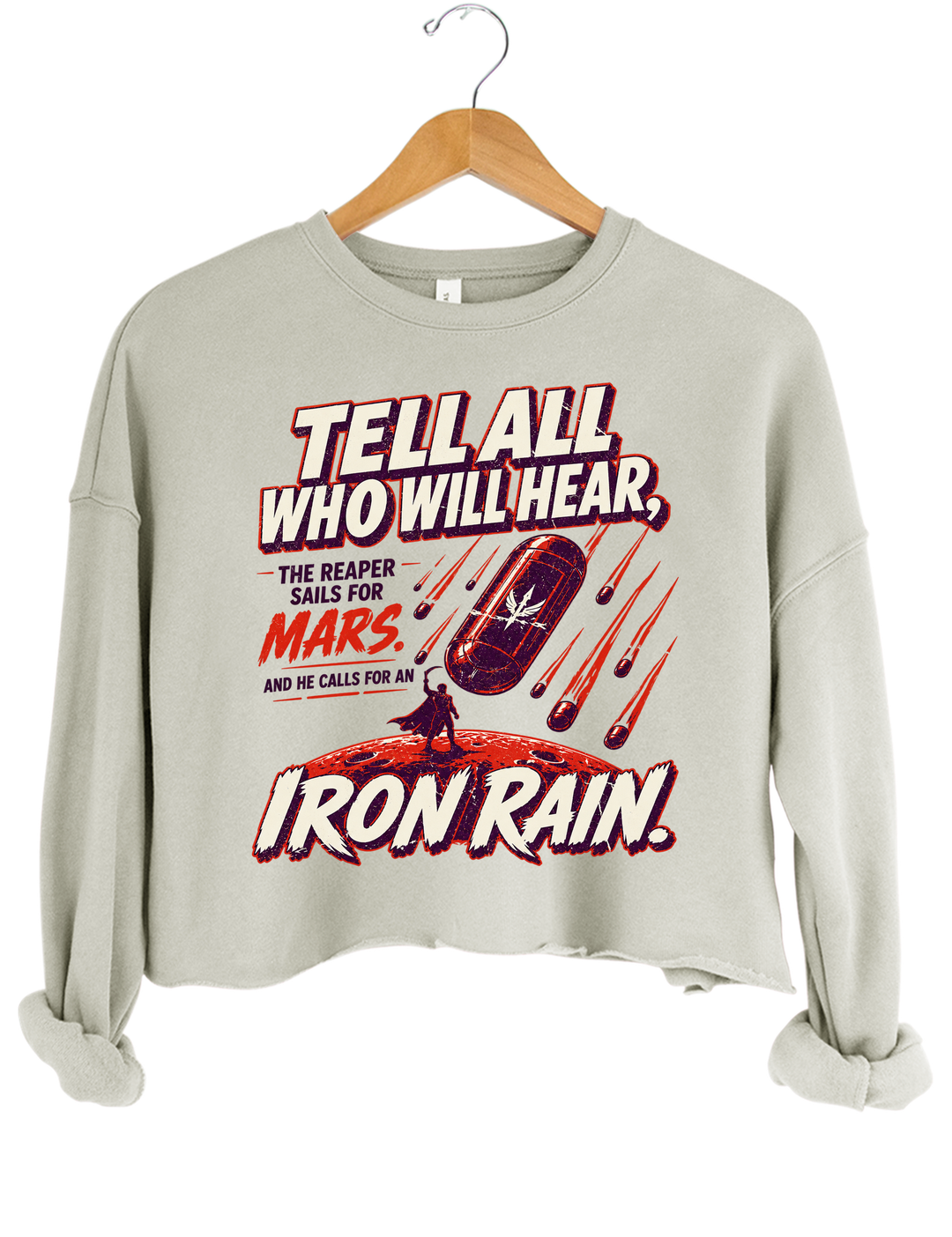 Red Rising IRON RAIN Crop Sweatshirt - Gray