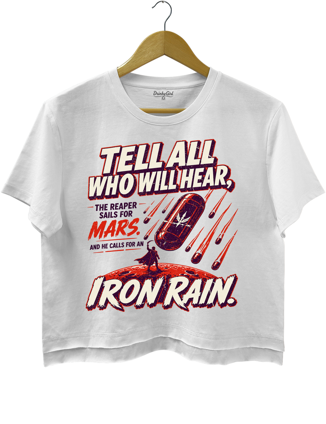 Red Rising IRON RAIN Crop Top - White