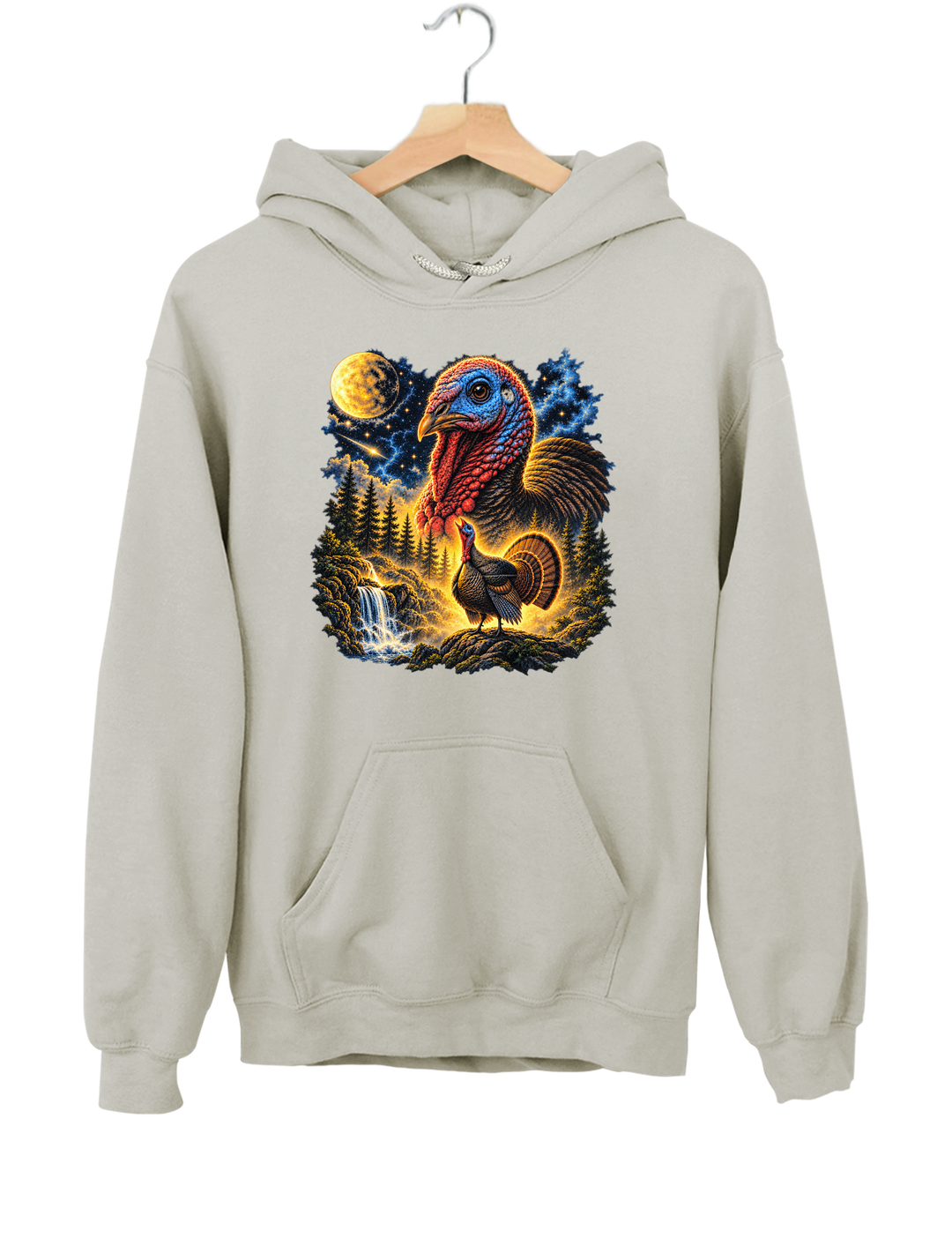 Turkey Howling To The Moon Thanksgiving Hoodie - Gray