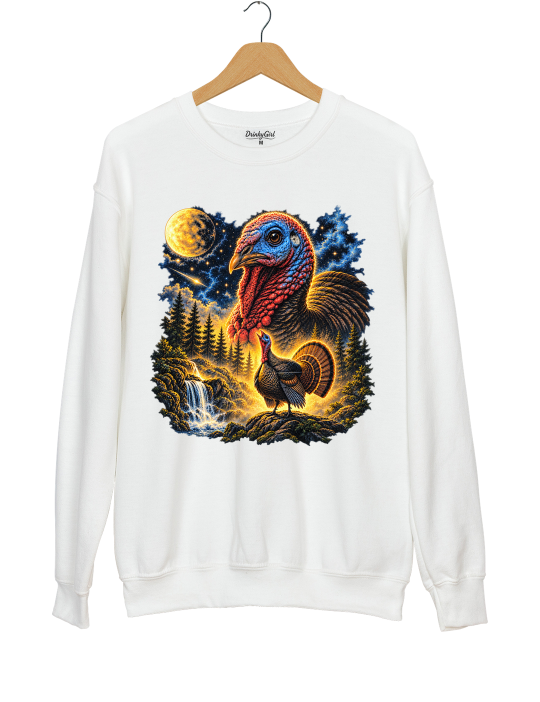 Turkey Howling To The Moon Thanksgiving Sweatshirt - White