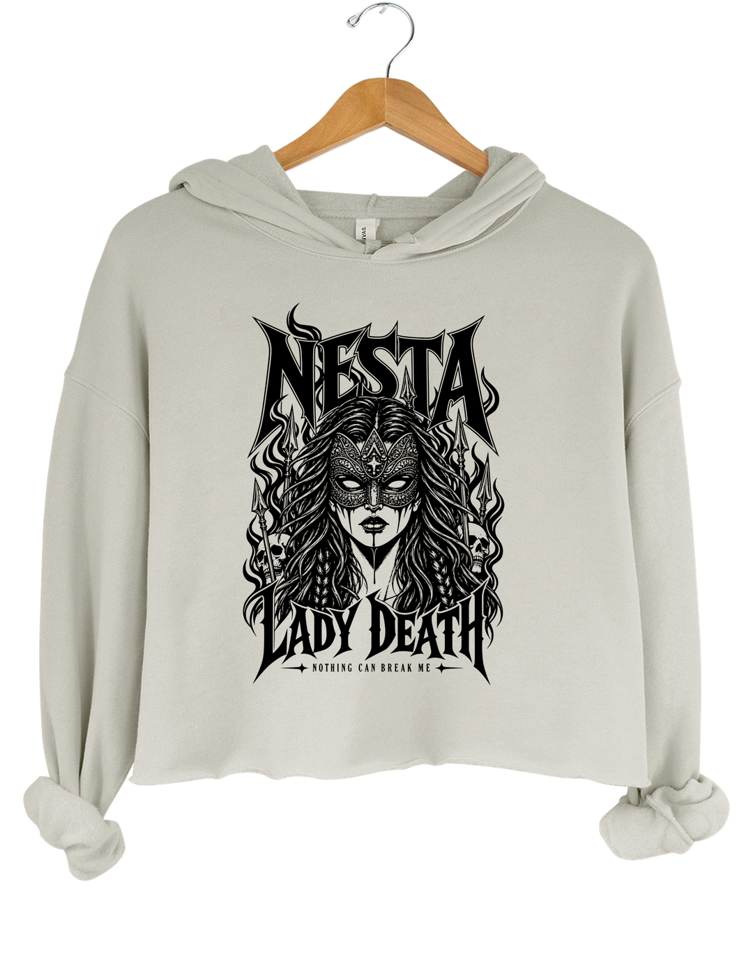 Nesta Archeron Valkyrie Acotar Crop Hoodie - Gray