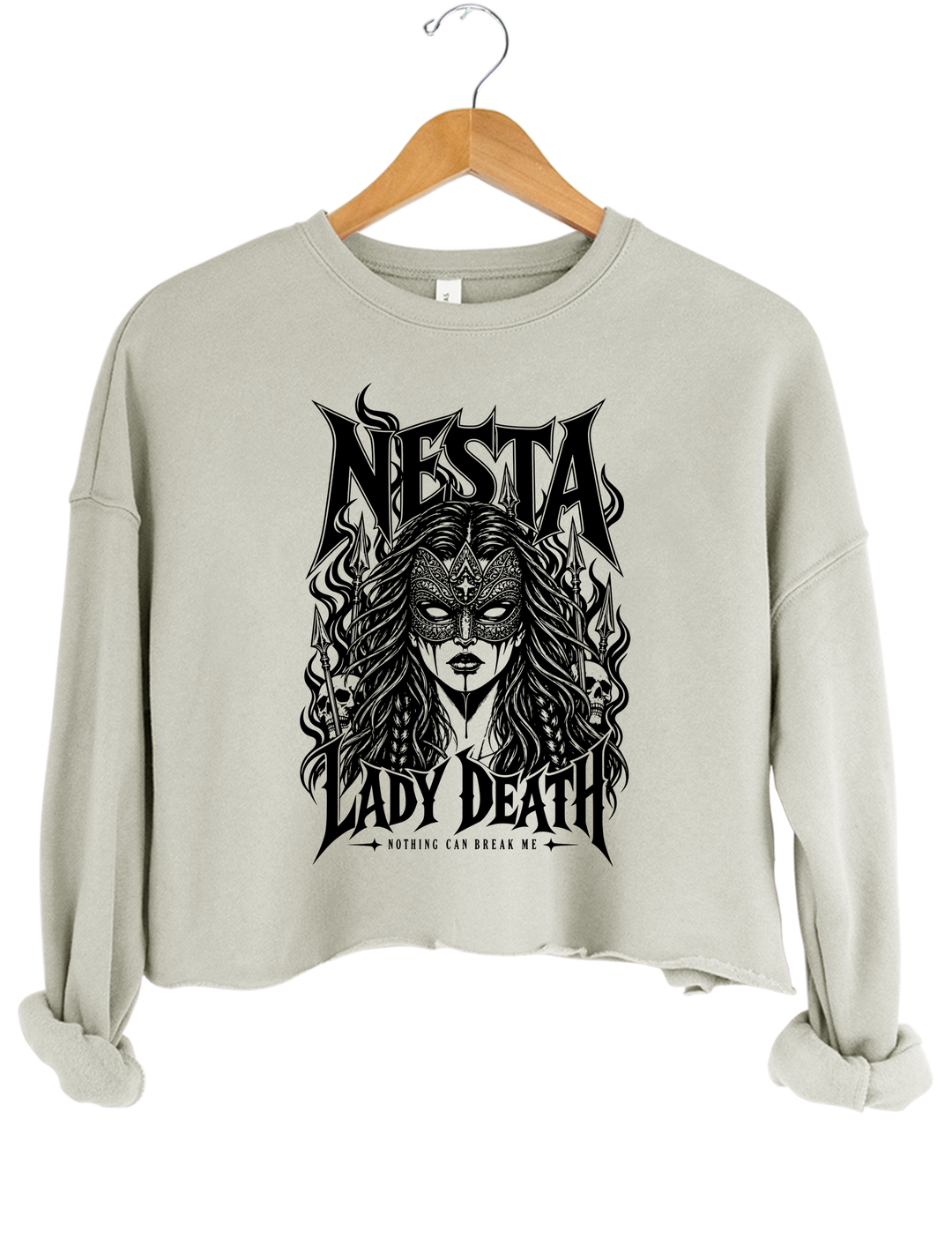 Nesta Archeron Valkyrie Acotar Crop Sweatshirt - Gray